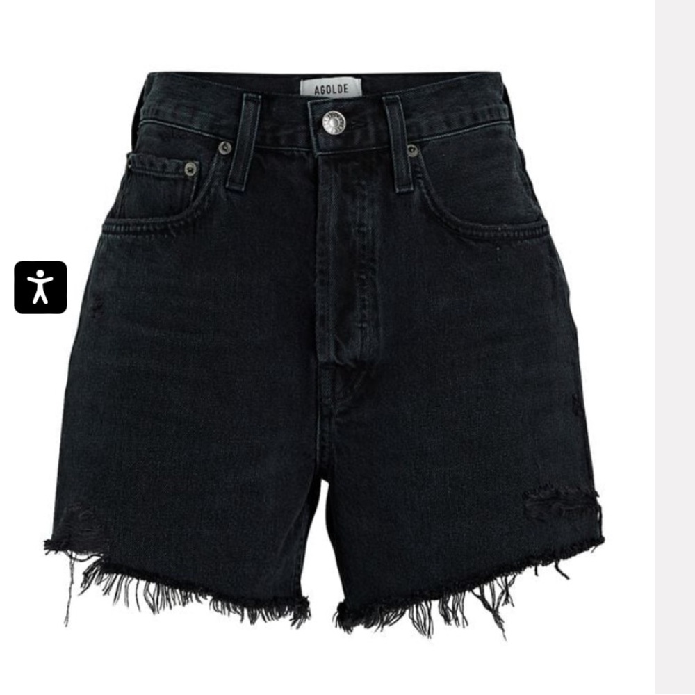 AGOLDE Riley Cut-Off Denim Shorts - Black Size 23